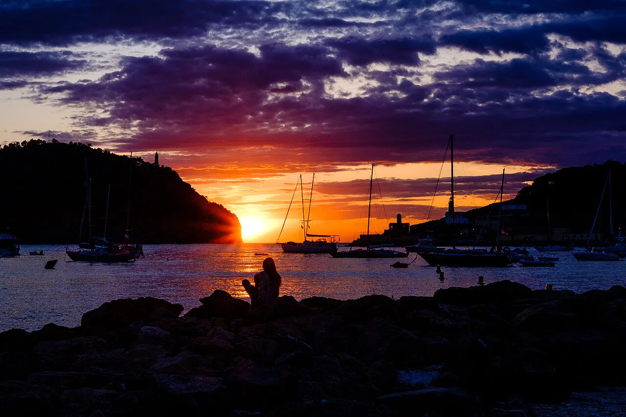 Sunset over the bay of Port de Sóller.