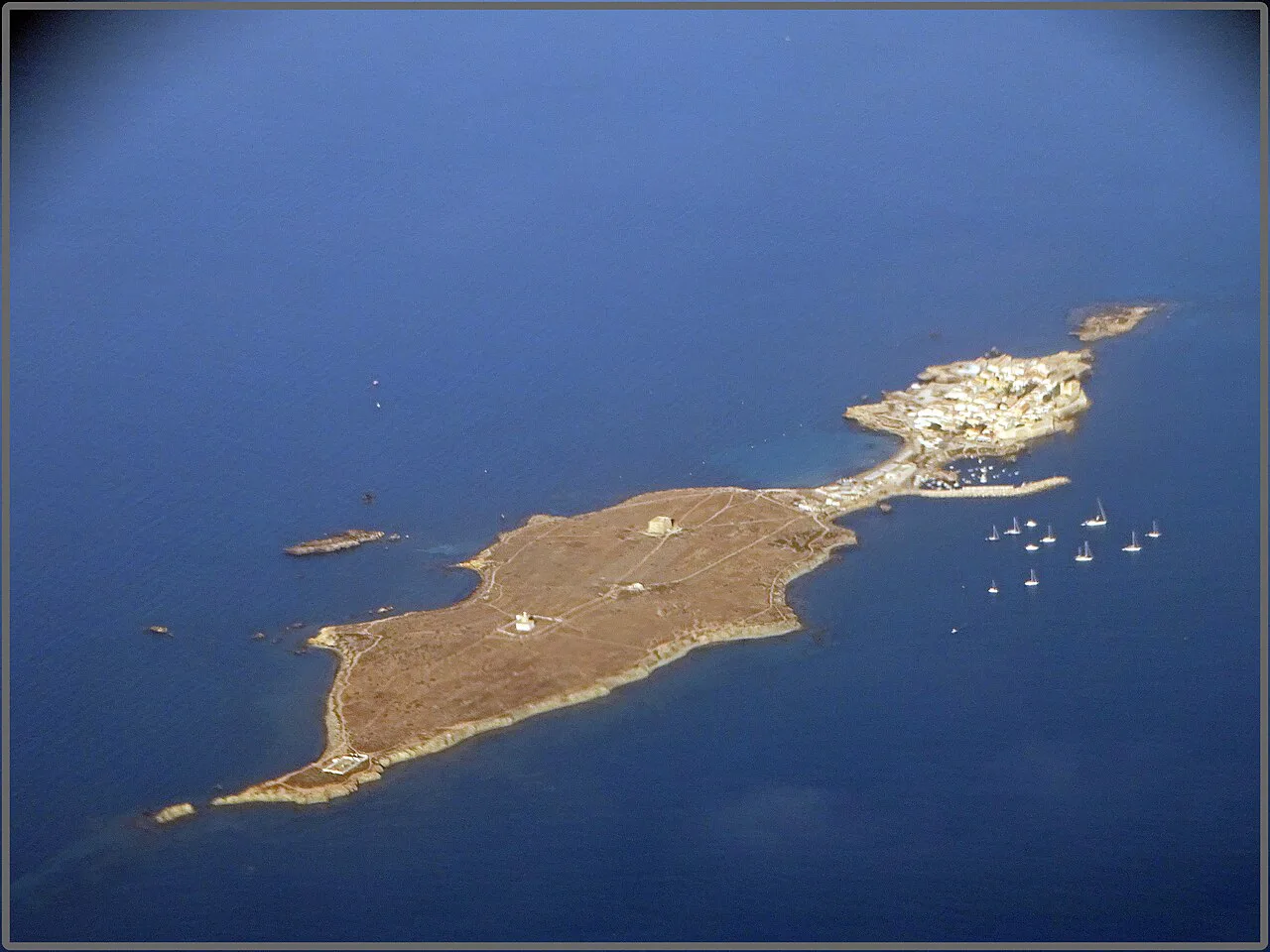 Aerial view of Tabarca Island off Alicante.