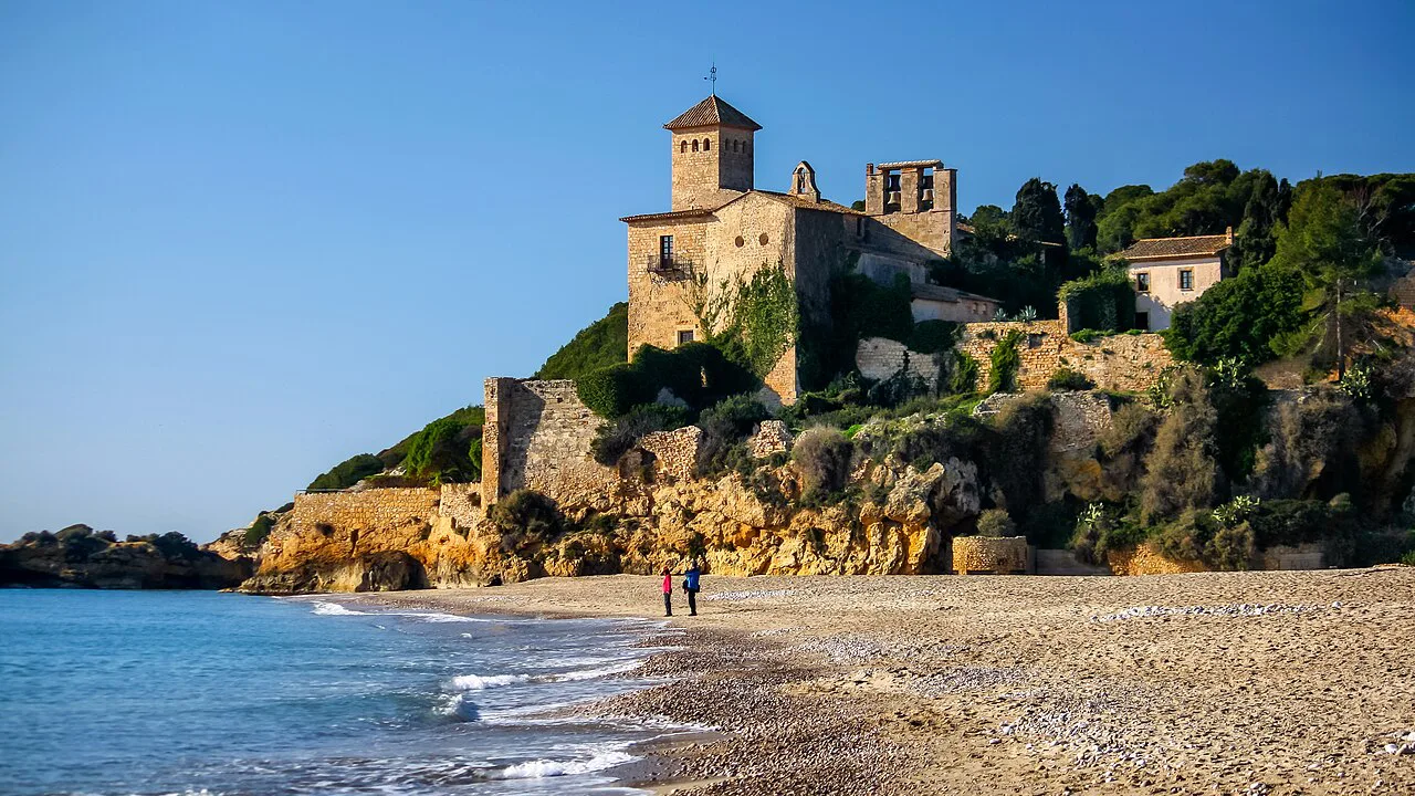 Tamarit Castle above the beach at Tamarit, Tarragona.