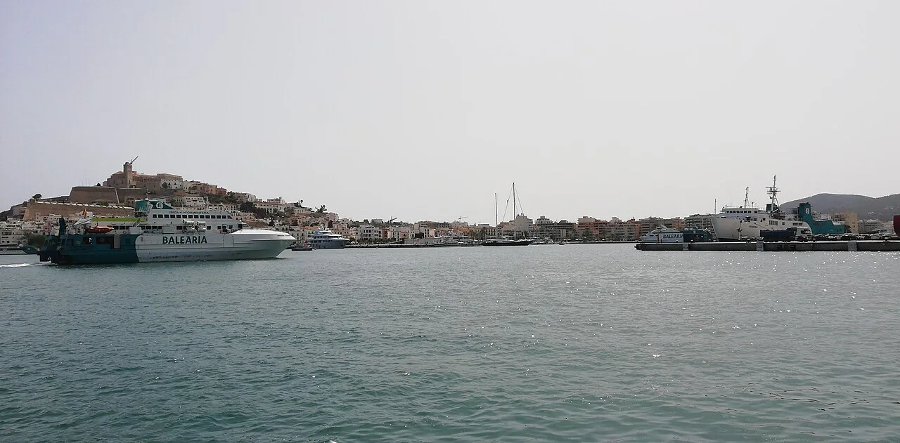 Ibiza Port with the old town on the hill behind.