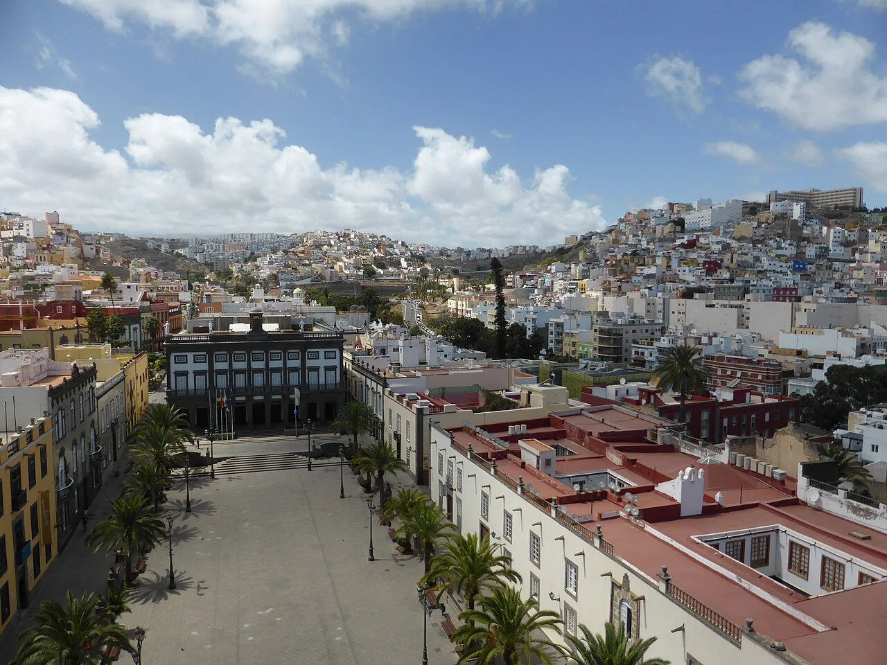 The Plaza de Santa Ana and Vegueta seen from the cathedral, Las Palmas de Gran Canaria.