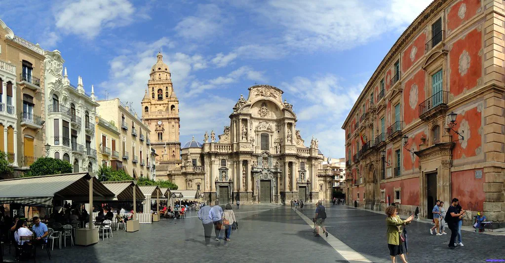 Plaza del Cardenal Belluga and Murcia Cathedral.