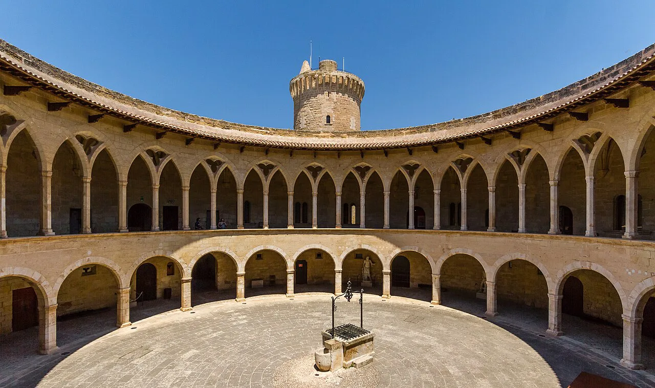 The circular courtyard of Bellver Castle, Palma.