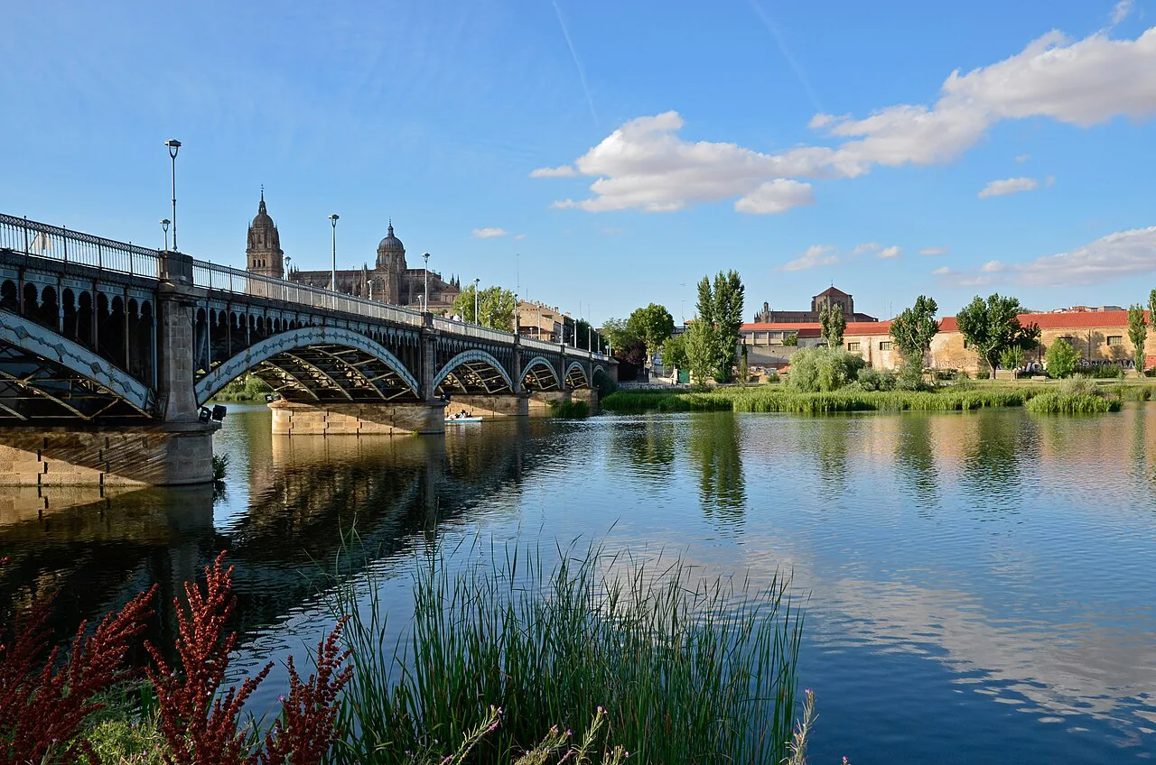 The Enrique Estevan bridge over the Tormes with Salamanca's old quarter behind.
