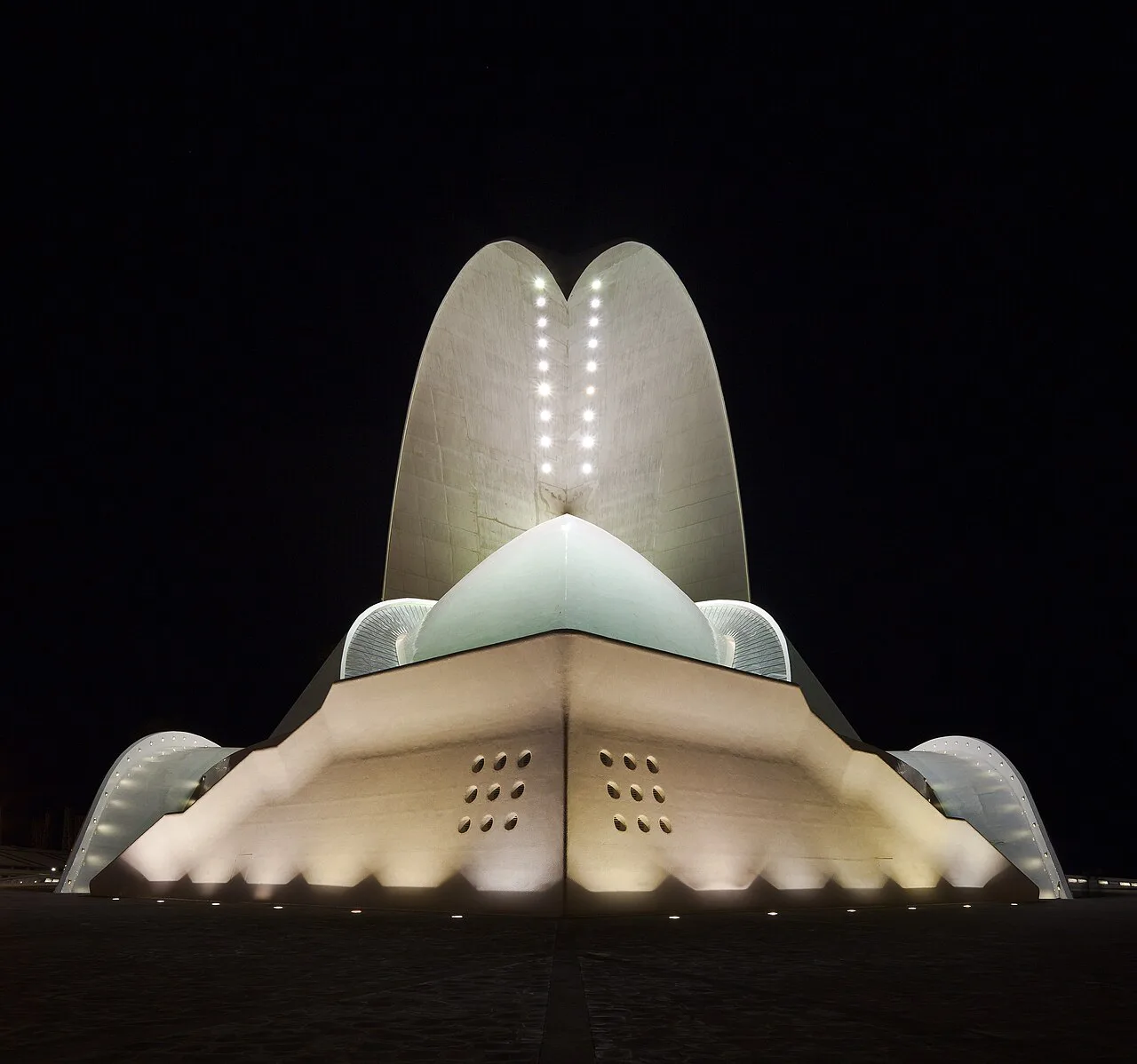 The Auditorio de Tenerife lit up at night, Santa Cruz de Tenerife.