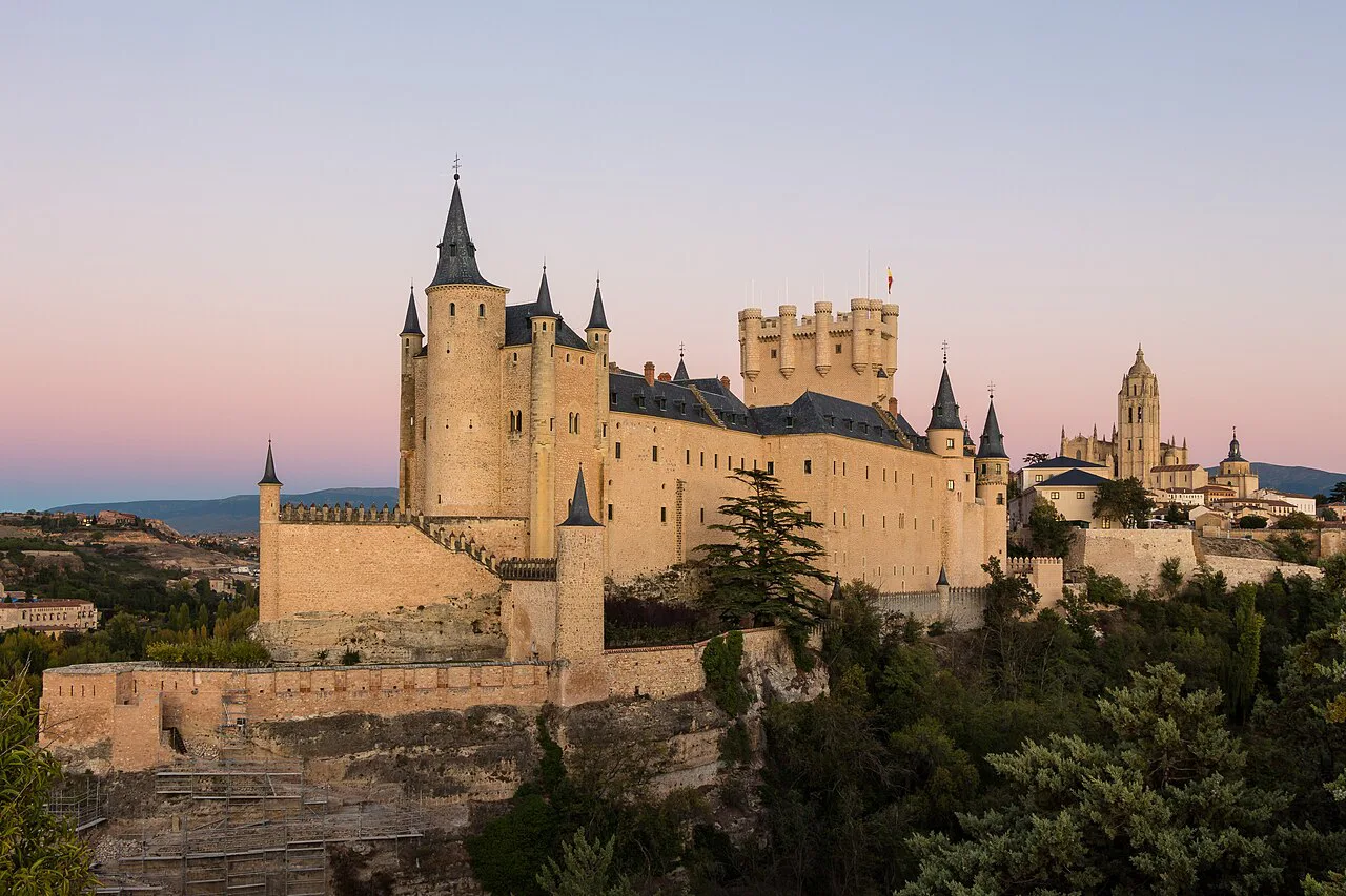 The Alcázar of Segovia at sunset.