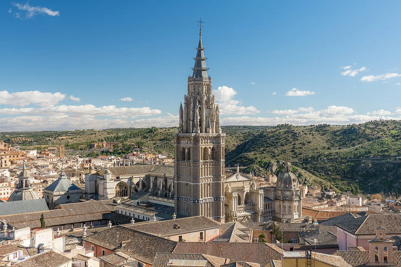 Toledo Cathedral and the old town above the Tagus valley.