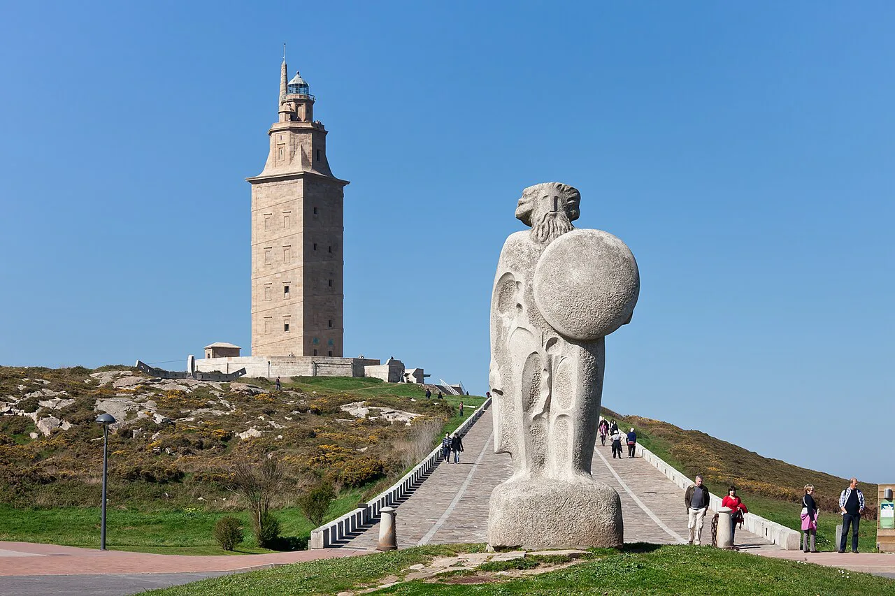 The Tower of Hercules and the statue of Breogán, A Coruña.