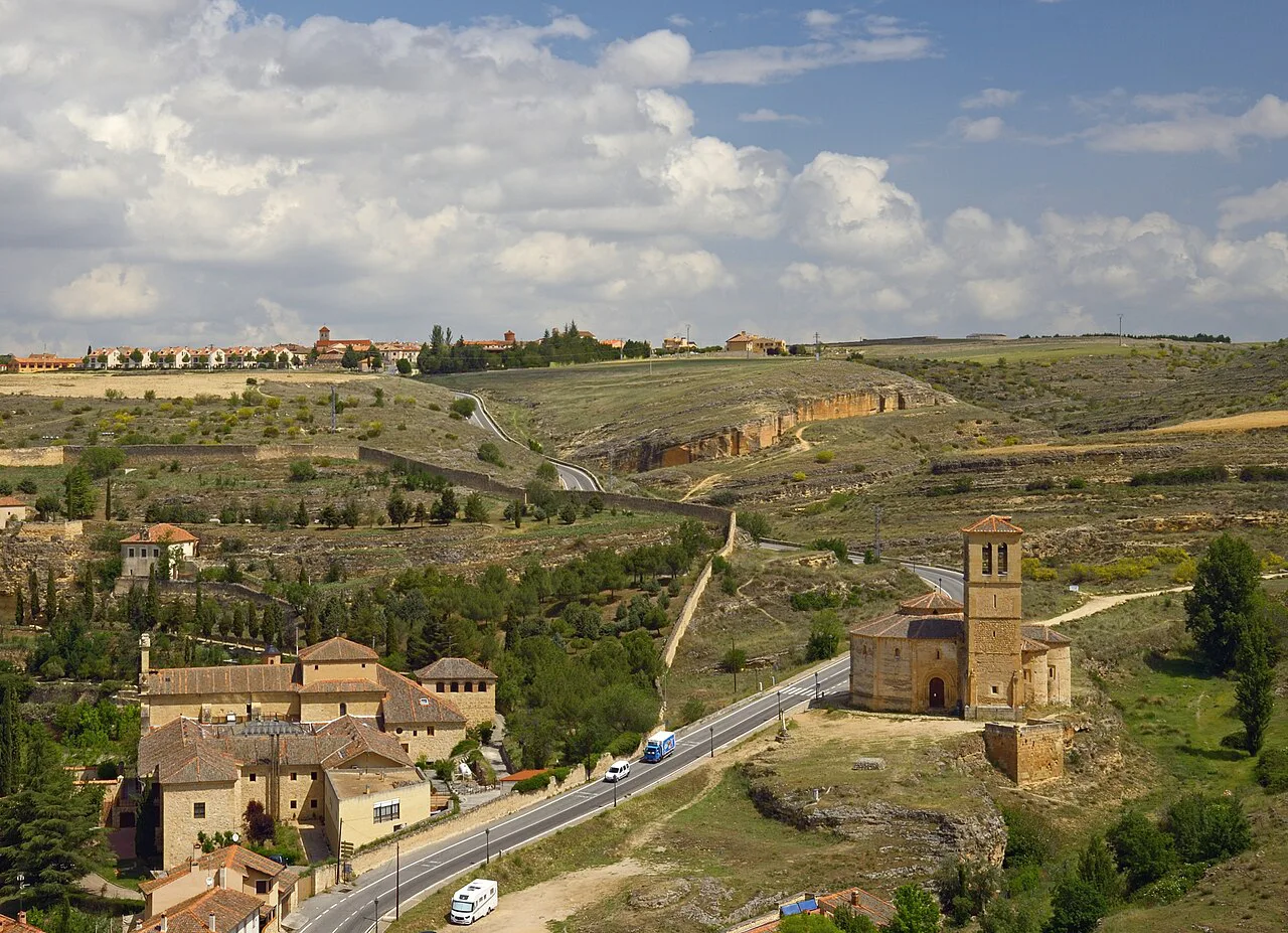 The Church of Vera Cruz and the Carmelite monastery in Segovia, seen from the Alcázar.